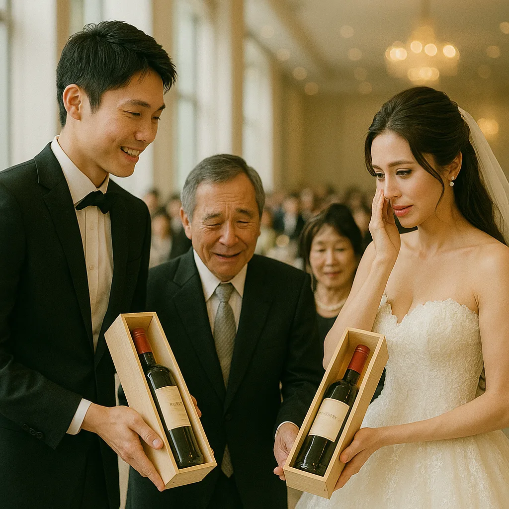 結婚式の花束贈呈時に感謝の気持ちとともに２人の生まれ年のワインを