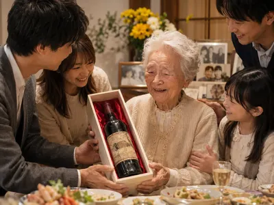 米寿祝い・夫婦+息子フレンチで乾杯