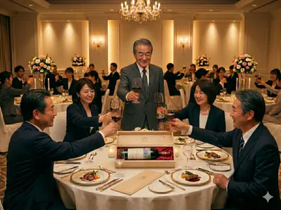 創業○○周年記念パーティで役員一同が乾杯