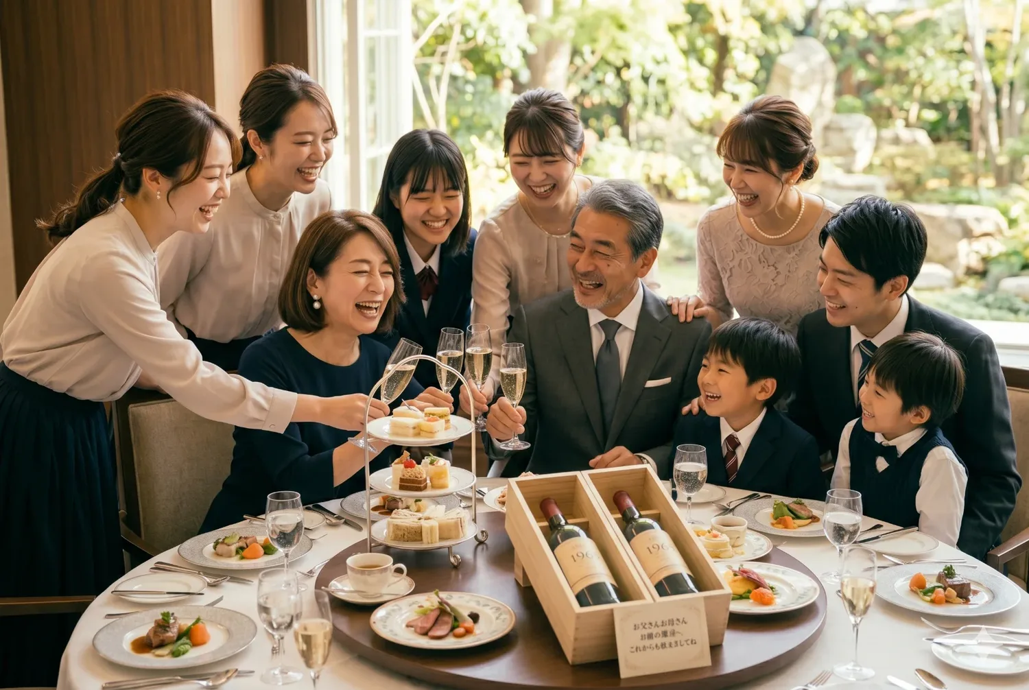 親族一同で囲む還暦の祝宴