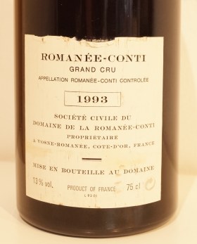 １９９３年　DRC　ロマネ・コンティのラベル画像