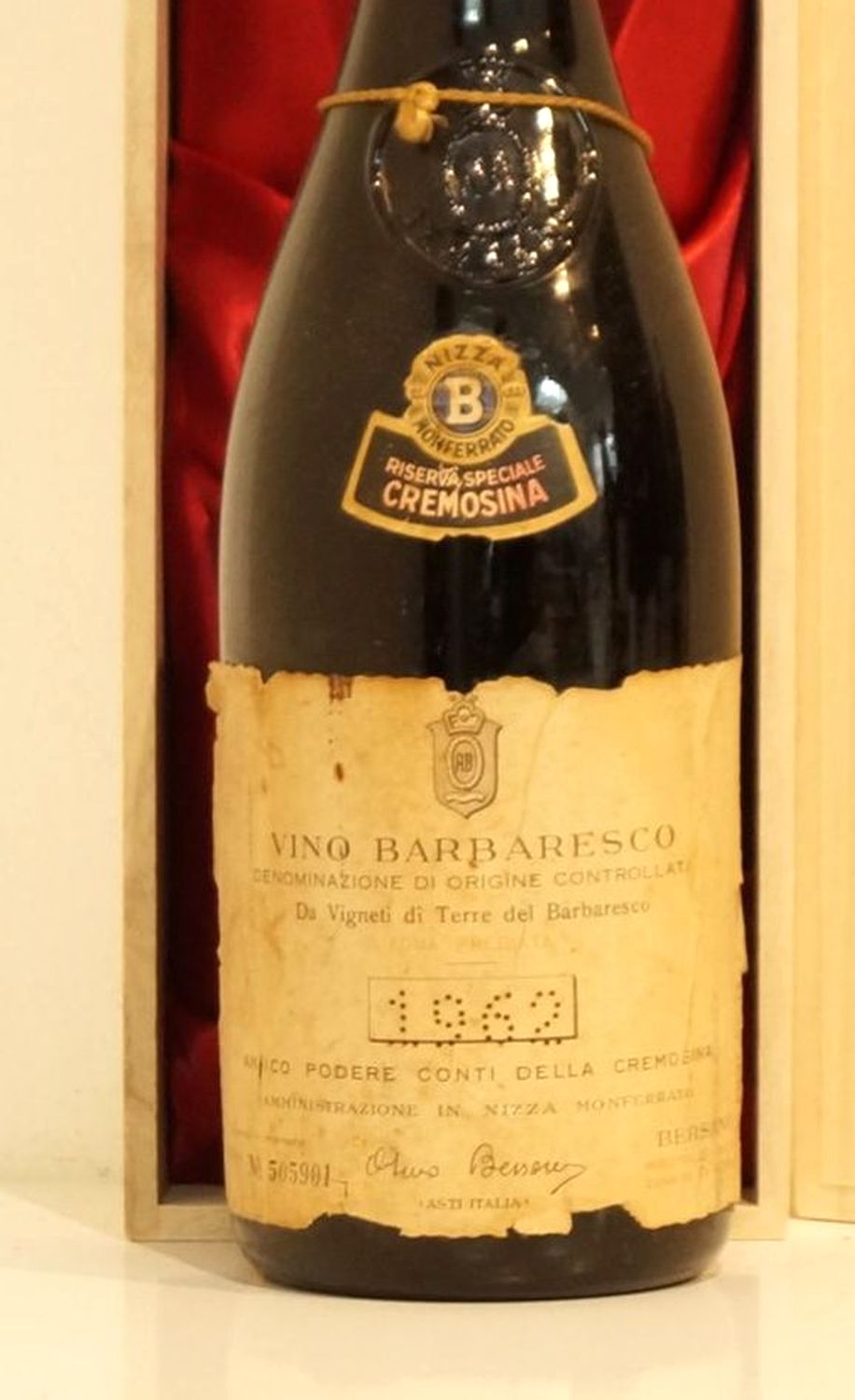 １９６２年 ベルサーノ・バルバレスコ・レゼルバ・エスペシャル 赤ワインのラベル画像