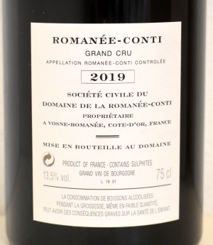 ２０１９年 DRC ロマネ・コンティ（ファインズ輸入） 赤ワインのラベル画像