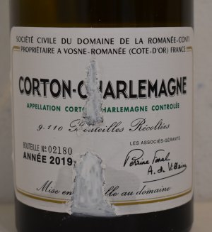 ２０１９年 ラベル敗れ DRC コルトン・シャルルマーニュ （ドメーヌ・ド・ラ・ロマネ・コンティ） 白ワインの液面画像