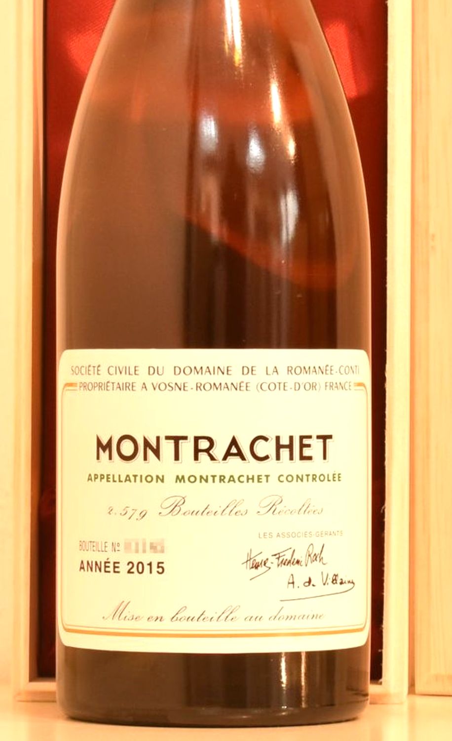 ２０１５年 DRC モンラッシェ（ファインズ輸入） 白ワインのラベル画像