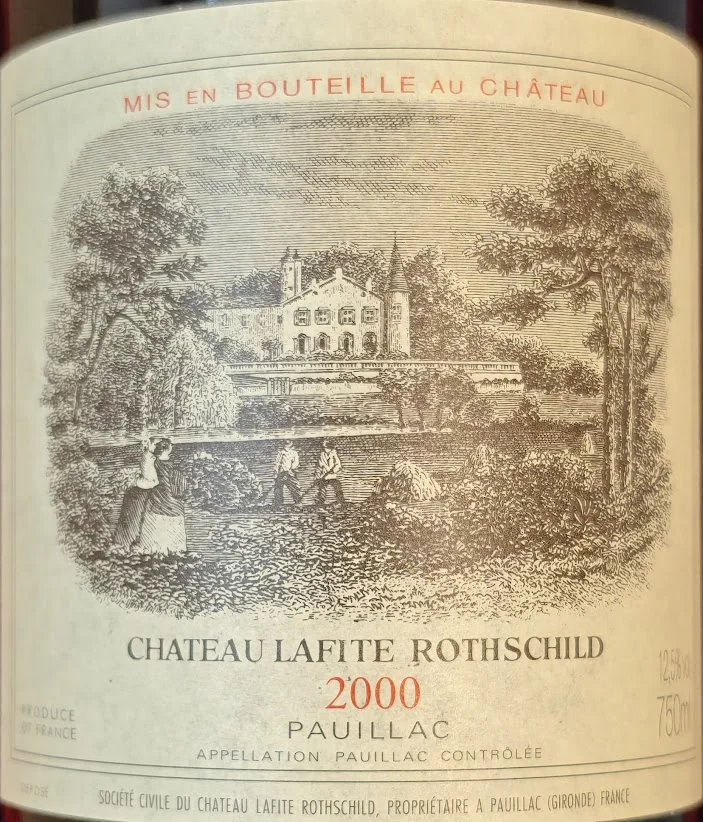 シャトー・ラフィット・ロートシルト2000年のラベル。メドック格付け第1級筆頭、20世紀最高と評される伝説のヴィンテージ
