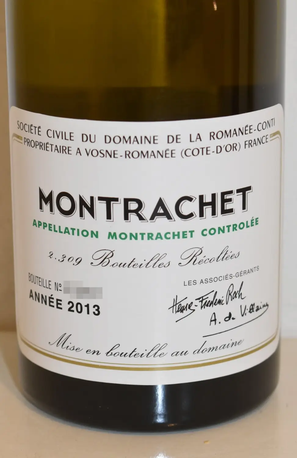 2013年 DRC モンラッシェ（ファインズ輸入） 白ワイン｜生まれ年